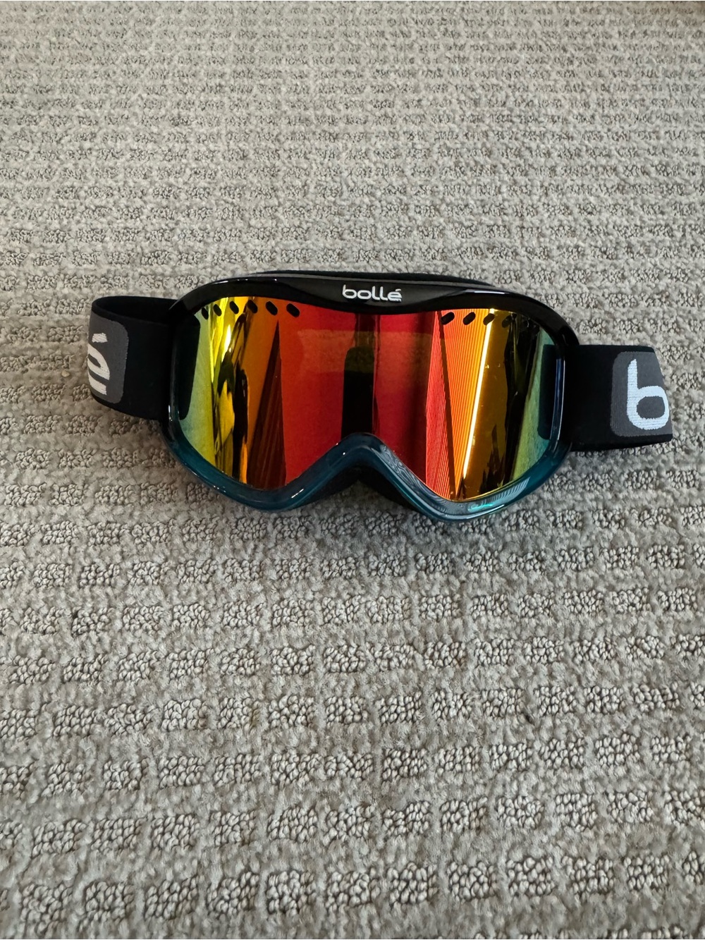 bolle Ski Goggles with Red-Orange Mirrored Lens and Black Strap